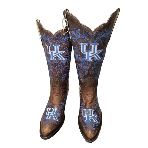 University of Kentucky Wildcats Embroidered Distressed Cowboy Boots, Size 6 NWT